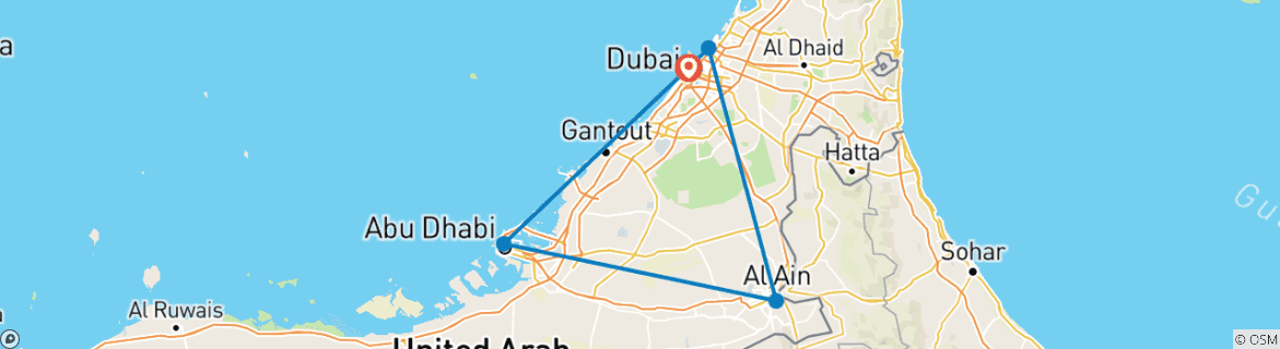 Foto van een kaart met de route van de rondreis