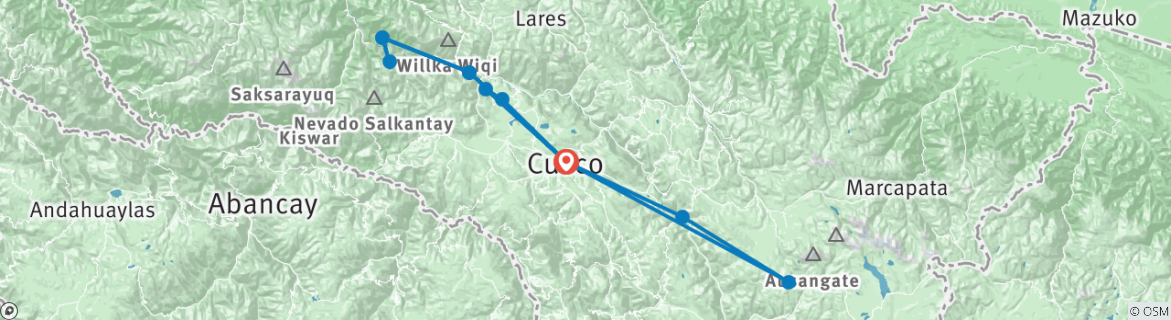 Map of Inca Trail Express & Rainbow Mountain 7D/6N