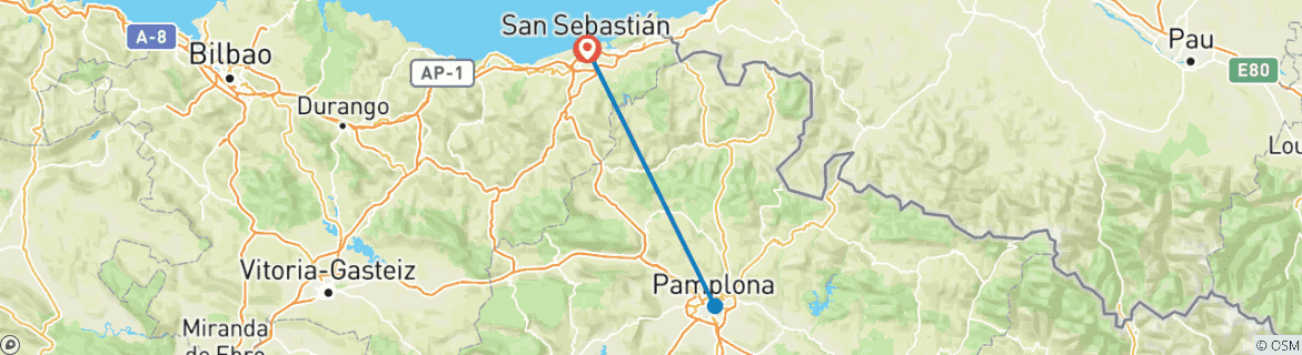 Image d'une carte montrant l'itinéraire du circuit