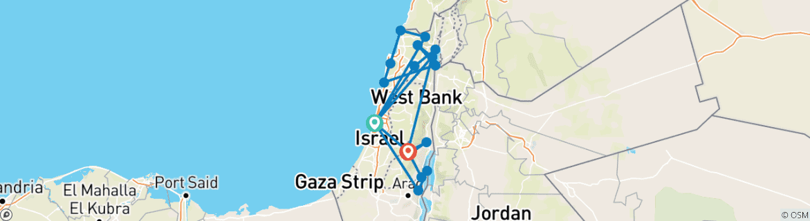 Map of Christian Israel Tour Package, 7 Days