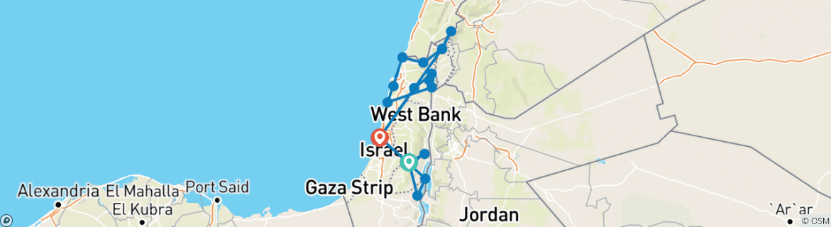 Carte du circuit Circuit chrétien en Israël, 10 jours