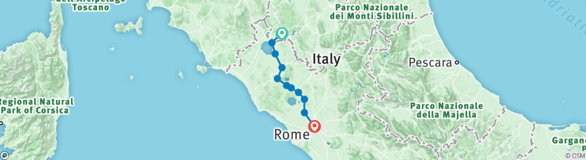 Map of Via Francigena: Orvieto to Rome