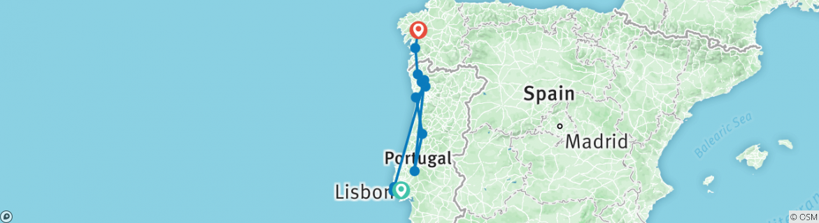 Kaart van Het beste van de Portugese Camino