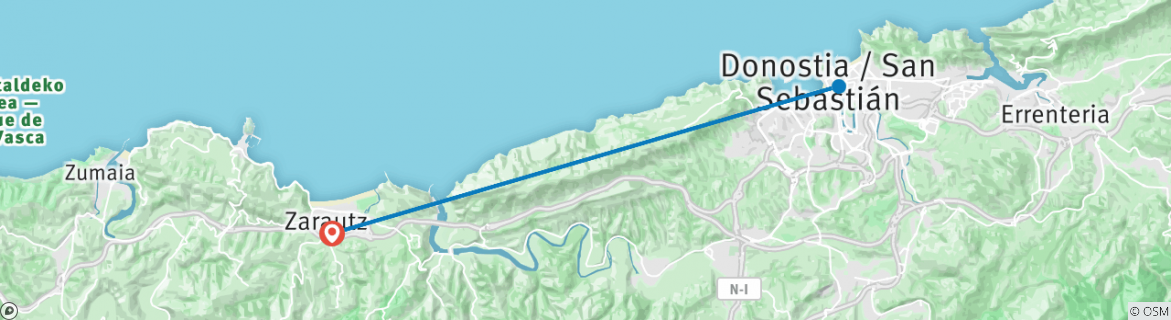 Map of San Sebastian Surf House (10 night Hang 10 Package)