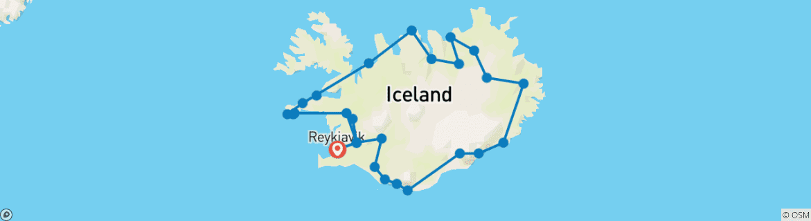 Mapa de Islandia completa: Alrededor de Islandia en 10 días