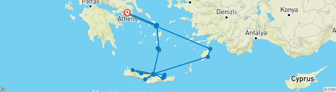 Mapa de Grecia esencial con Mykonos