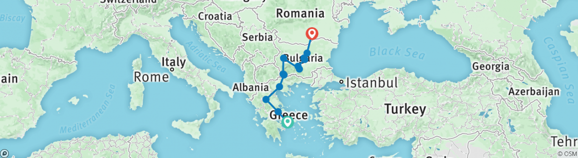 travel from athens greece to bucharest romania