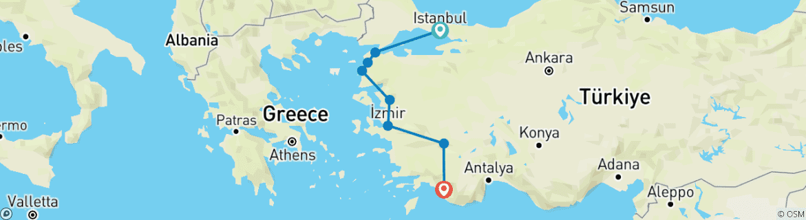 Image d'une carte montrant l'itinéraire du circuit