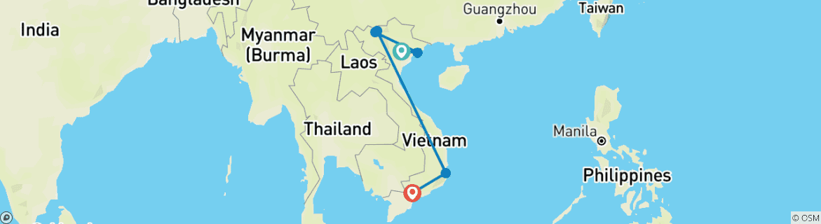 Foto van een kaart met de route van de rondreis