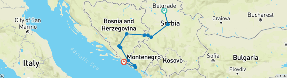 Map of Balkan Essentials in 9 days