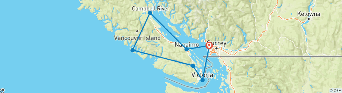 Image d'une carte montrant l'itinéraire du circuit