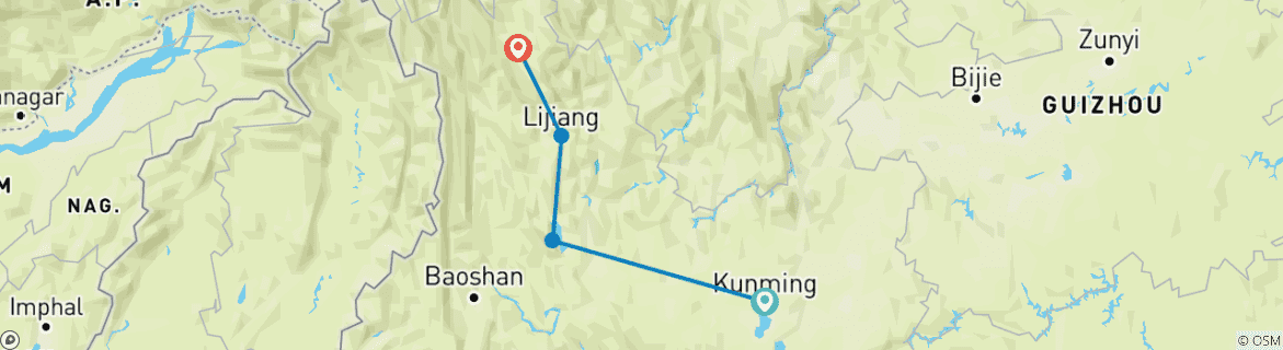 Karte mit der Reiseroute