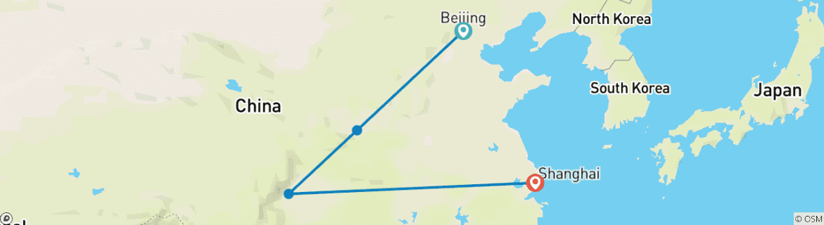 Carte du circuit Voyage personnalisé de 10 jours en Chine pour voir les pandas, départ quotidien, guide et chauffeur privés