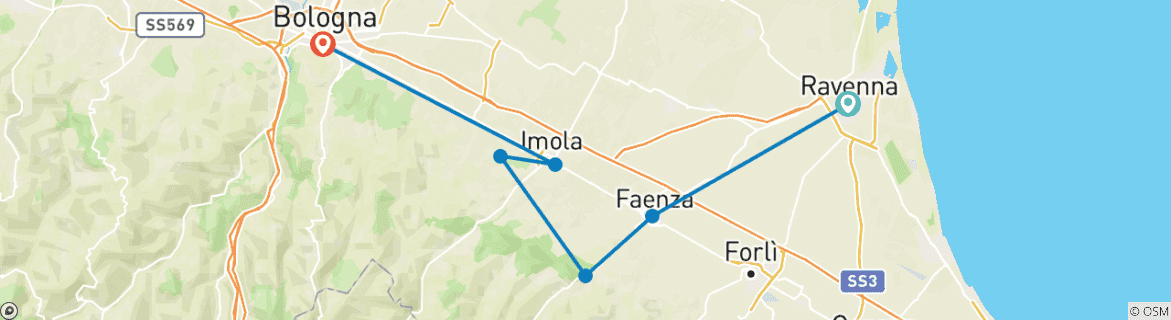 Image d'une carte montrant l'itinéraire du circuit