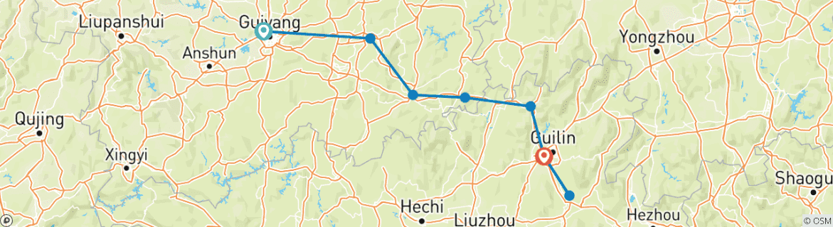 Foto van een kaart met de route van de rondreis