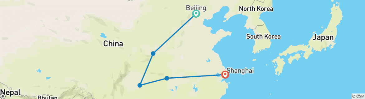 Foto van een kaart met de route van de rondreis