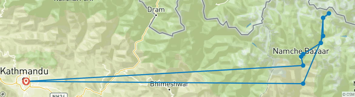 Map of Everest Base Camp Trek