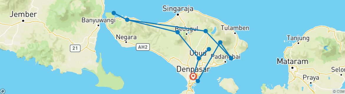 Map of Bali Soft Adventure, Private Tour