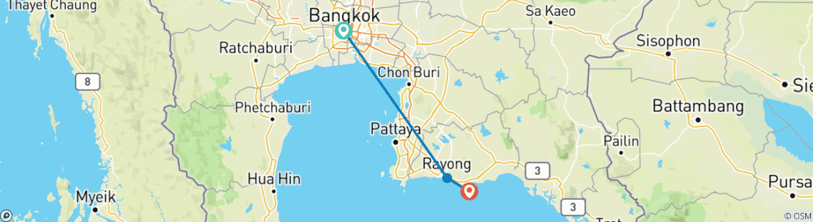 Map of Rayong Discovery & Koh Samet Island 3 Days - Private Tour