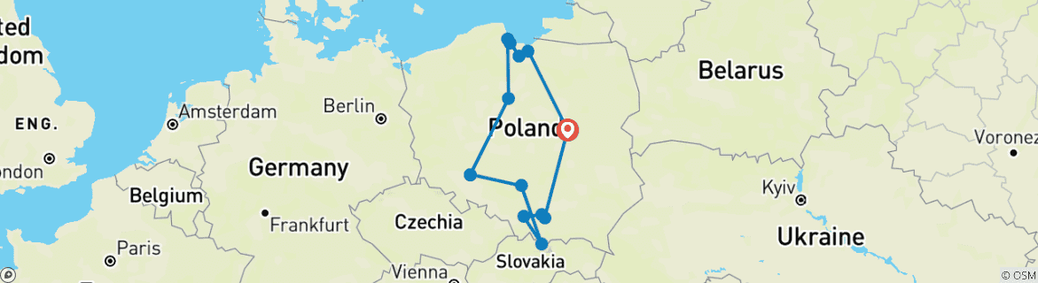 Map of Grand Tour of Poland