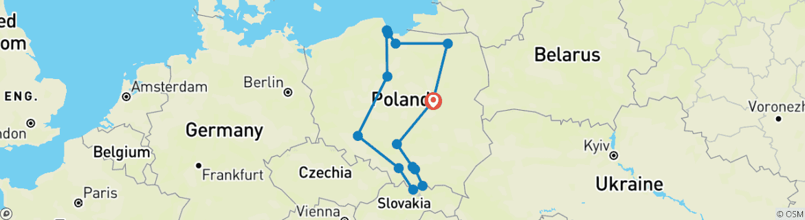 Map of The Polish Dream Tour