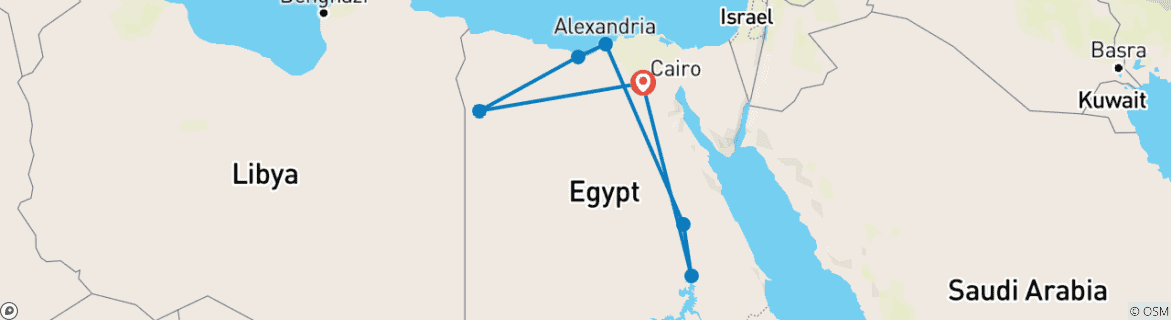 Foto van een kaart met de route van de rondreis