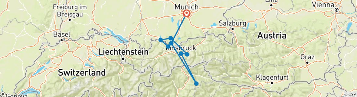 Carte du circuit Trek à ski dans les trois pays