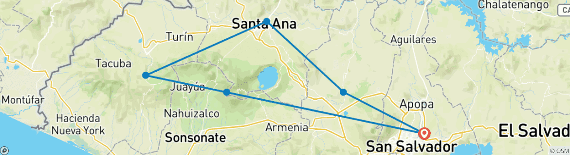 Map of Around El Salvador 6 Days