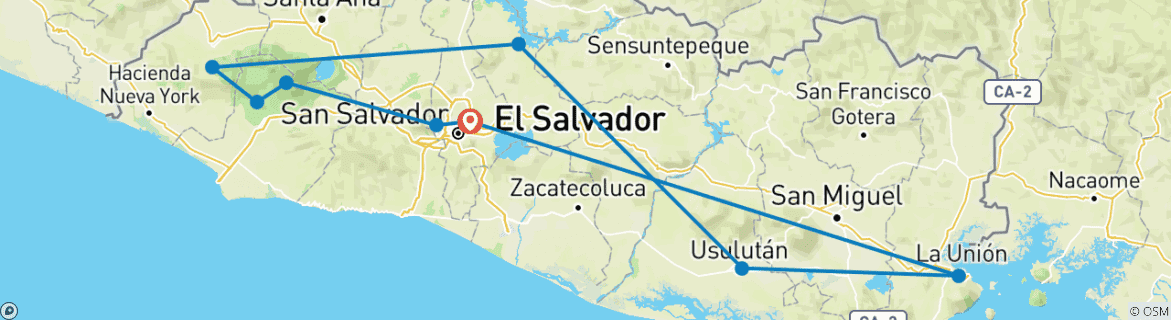 Map of El Salvador Complete 10 days