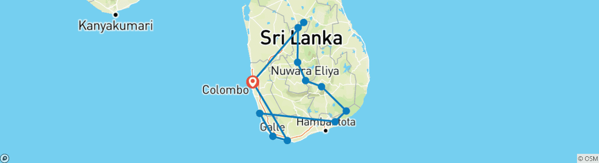 Karte mit der Reiseroute