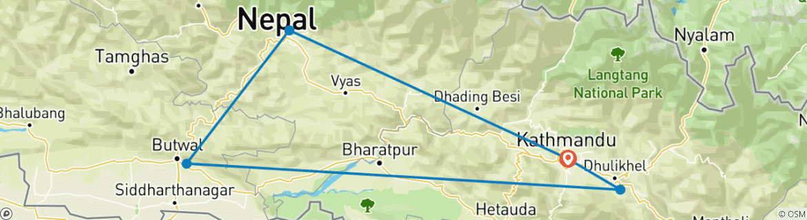 Karte von Buddhismus Circuit - Nepal