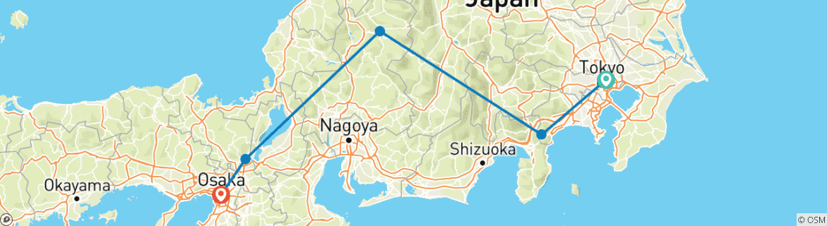 Carte du circuit Japon classique 10 jours - One Life Adventures