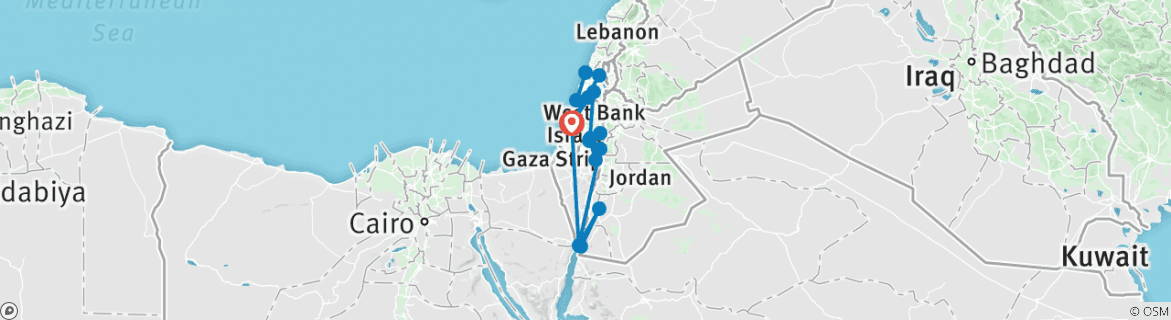 Map of Custom Israel Luxury 11 days with Petra