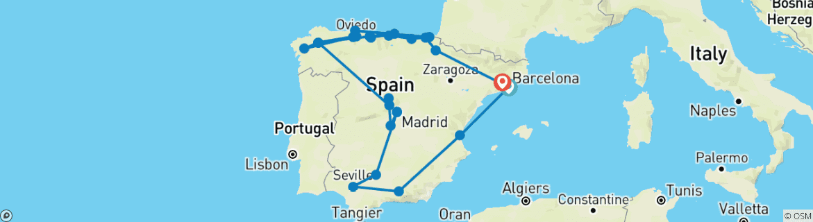 Carte du circuit Héritage espagnol (Classique, Fin Barcelone)