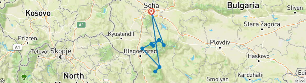 Karte mit der Reiseroute