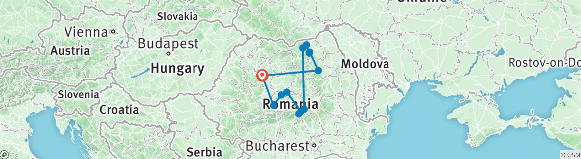 Map of UNESCO Heritage in Romania - Self driving tour