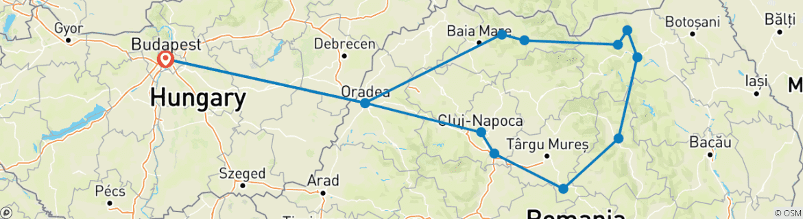 Image d'une carte montrant l'itinéraire du circuit