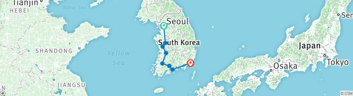 Map of South Korea Western Adventure 3D/2N