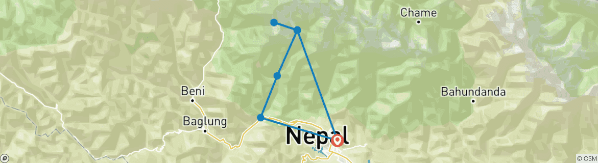 Carte du circuit Trek du camp de base de l'Annapurna - Original