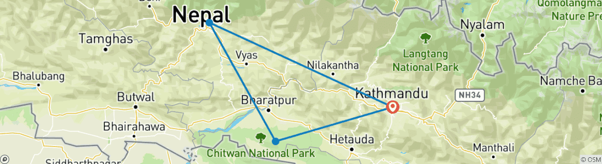 Foto van een kaart met de route van de rondreis