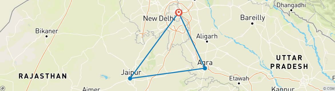 Map of From Delhi: Private 3-Days Golden Triangle Tour with Hotels