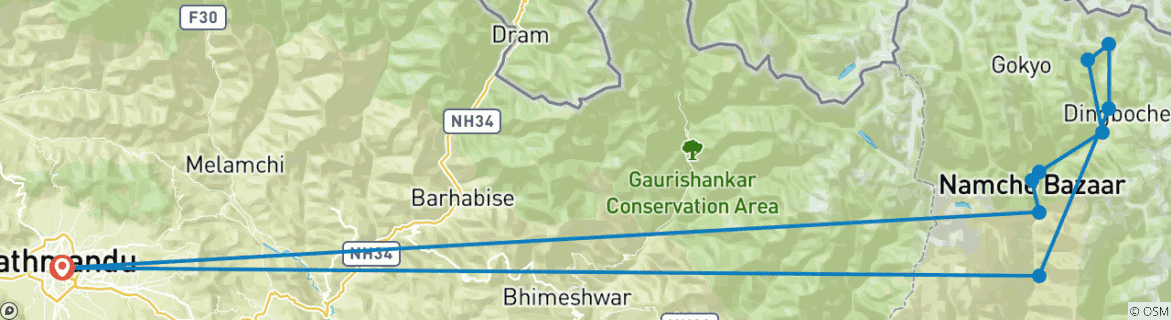 Foto van een kaart met de route van de rondreis