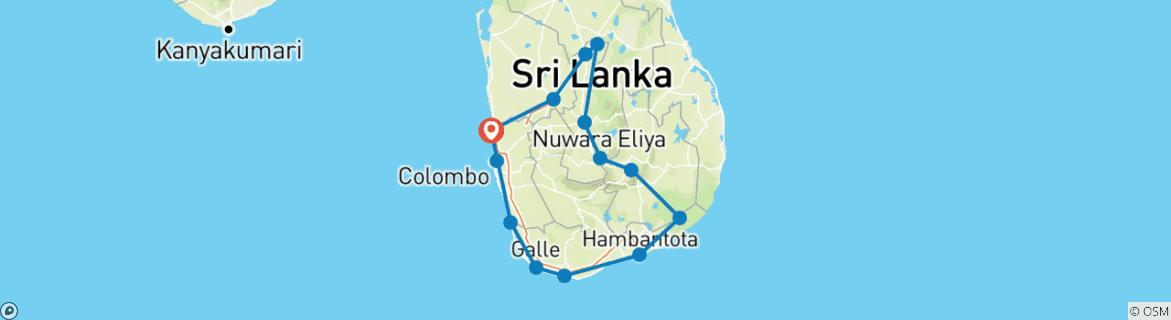 Foto van een kaart met de route van de rondreis