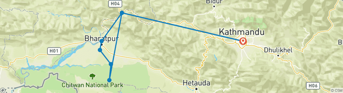 Carte du circuit Circuit à forfait à Chitwan - 2 nuits et 3 jours