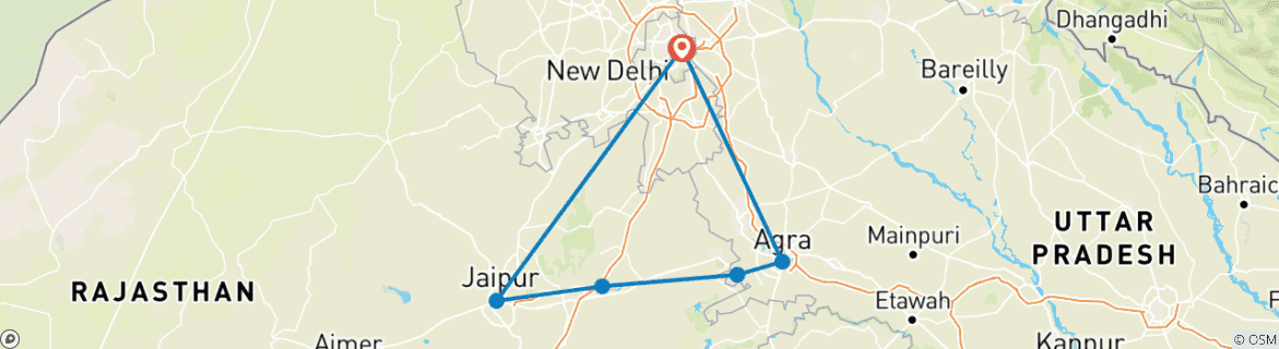 Karte mit der Reiseroute