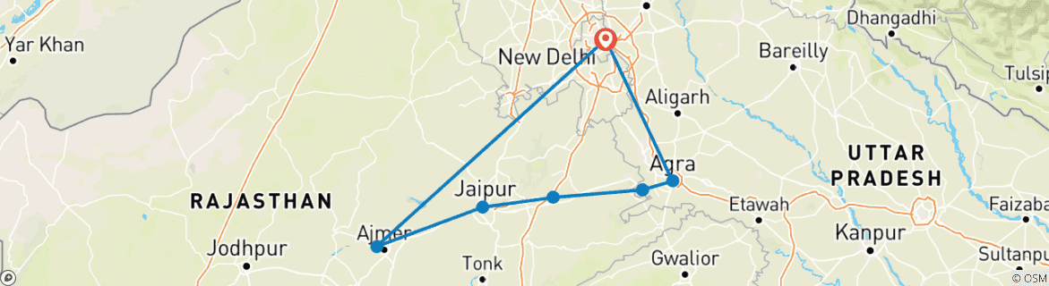 Carte du circuit Explorer la tradition : La foire de Pushkar et l'aventure du Triangle d'Or
