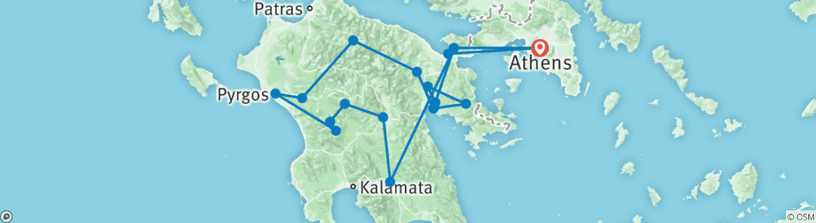 Carte du circuit Sur les traces d'Hercule dans le Péloponnèse 7 jours