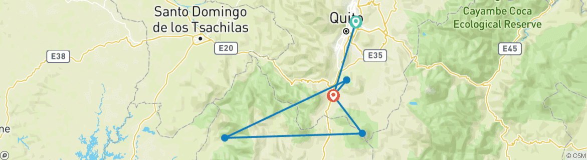 Foto van een kaart met de route van de rondreis