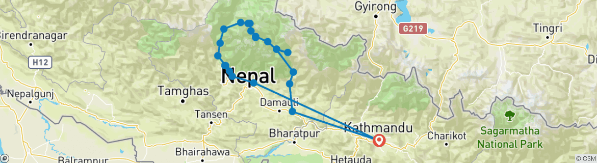 Map of Annapurna Circuit Trek