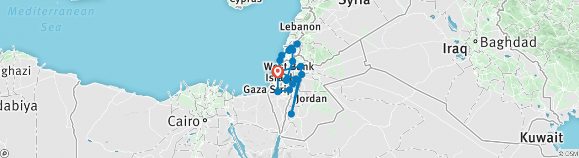 Map of Highlights of Israel & Jordan - 11 days